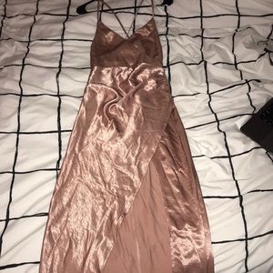 White Fox Boutique blush pink silk prom dress